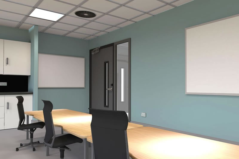 3D represntation of a classroom taken from the Altro space visualiser
