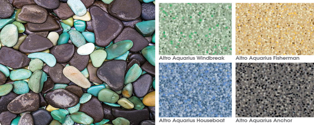 Image depicting rocks in comparison to matching Altro flooring swatches