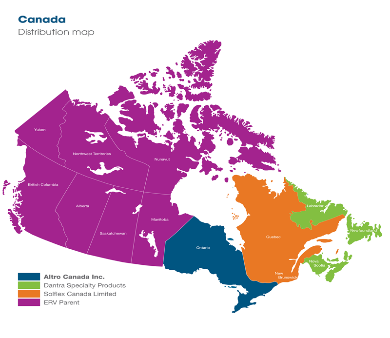Canadian distributors map
